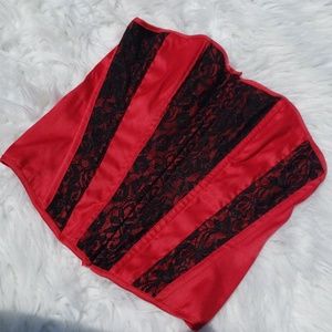 Satin Lace Corset in Red and Black by Charlotte Russe